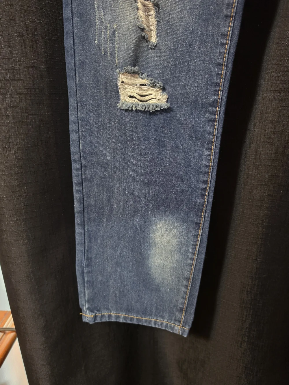 Men's VTG Fashion Jeans Straight Fit Distressed Dark Blue